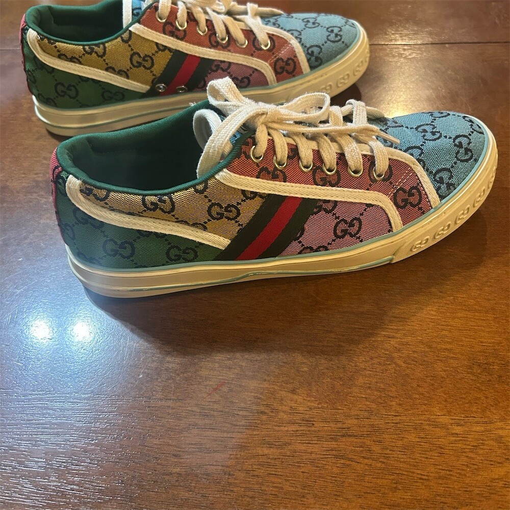 Gucci Tennis 1977 Men's Sneakers Multicolor GG Monogram Web Stripe 9.5